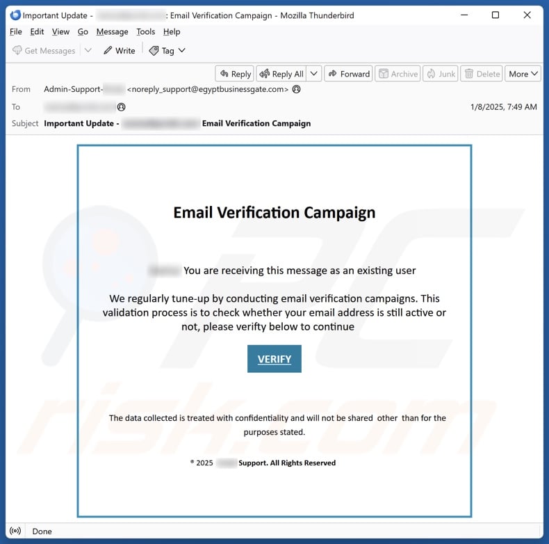 Email Verification Campaign campaña de spam por correo electrónico