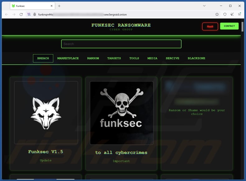 FunkLocker (FunkSec) ransomware sitio web