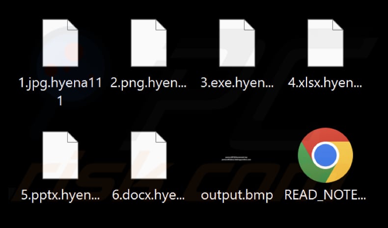 Archivos cifrados por el ransomware Hyena (extensión .hyena111)