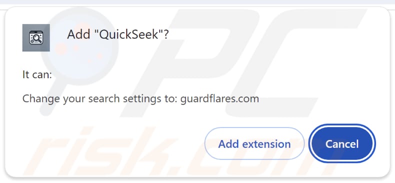 El secuestrador del navegador QuickSeek solicita permisos