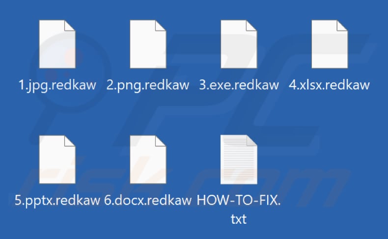 Archivos cifrados por el ransomware REDKAW (extensión .redkaw)