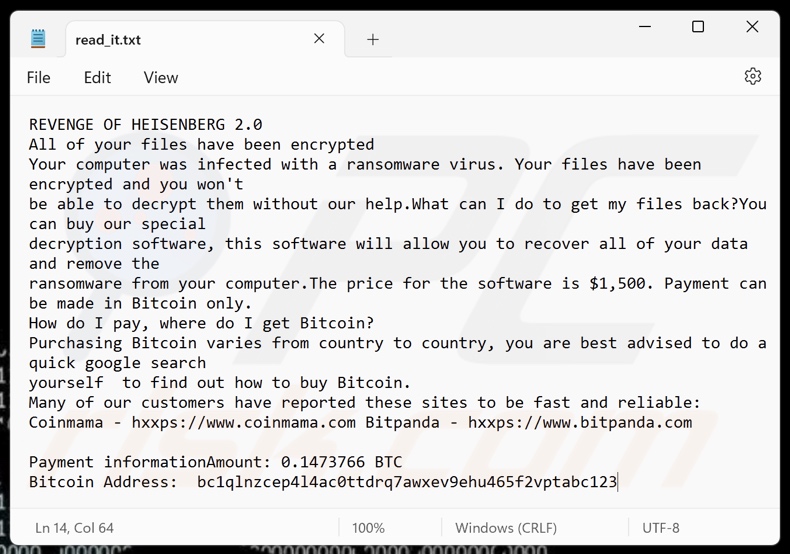 Revenge Of Heisenberg ransomware variante de la nota de rescate 2 (read_it.txt)