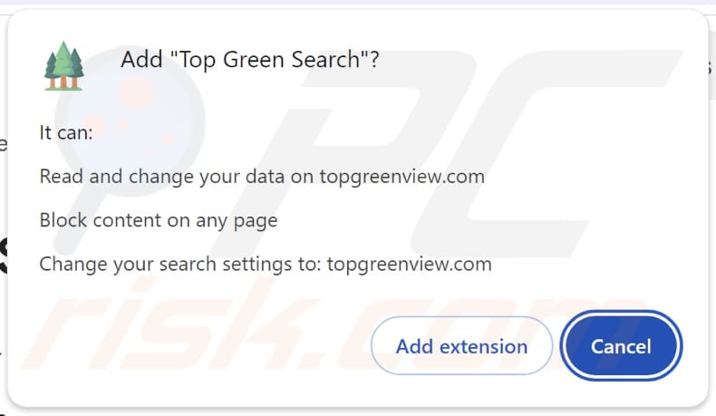 Top Green Search secuestrador del navegador pidiendo permisos