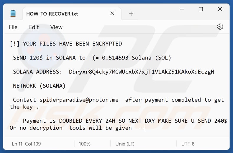 SpiderParadise ransomware archivo de texto (HOW_TO_RECOVER.txt)