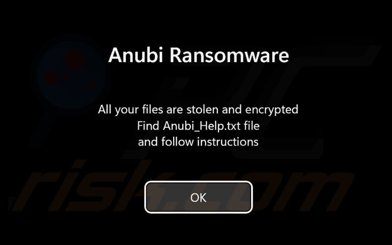 Anubi ransomware pantalla previa al inicio de sesión