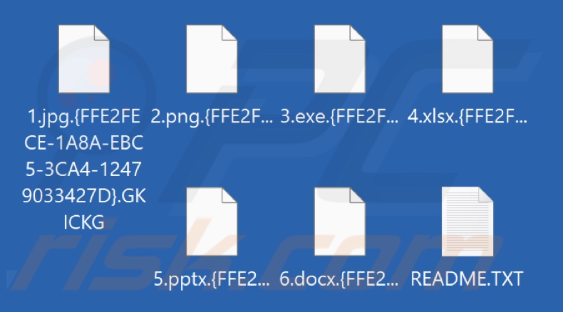 Archivos cifrados por el ransomware GKICKG (extensión .{victim's_ID}.GKICKG)