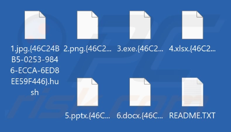 Archivos cifrados por el ransomware Hush (extensión .hush)