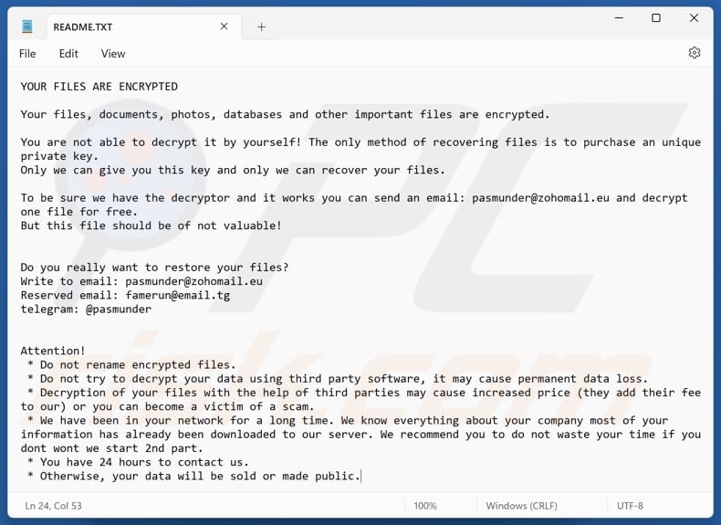 Hush ransomware archivo de texto (README.TXT)