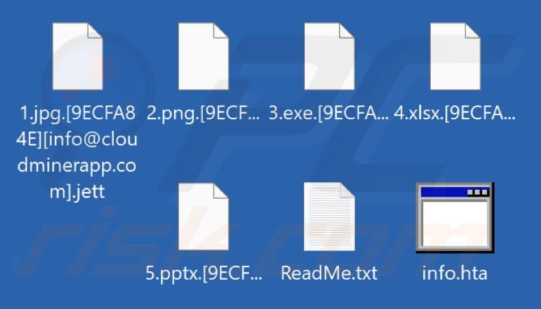 Archivos cifrados por el ransomware Jett (extensión .jett)
