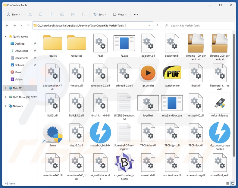 Klio Verfair Tools carpeta de instalación de aplicaciones no deseadas