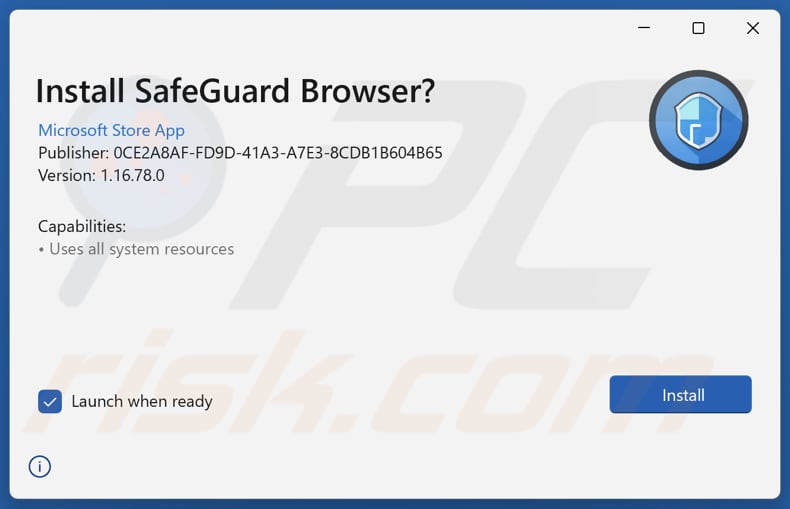 SafeGuard Browser Configuración de instalación de aplicaciones potencialmente no deseadas