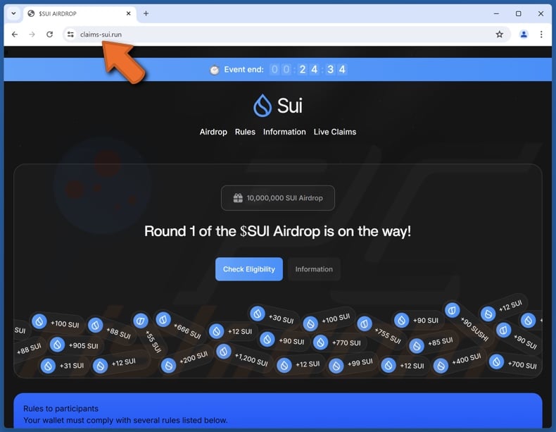 $SUI Airdrop estafa