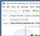 Estafa por correo electrónico Dropbox - Your Transfer Expires