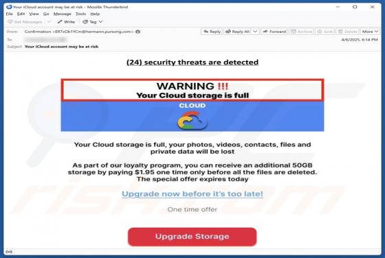 Your Cloud Storage Is Full Email Estafa