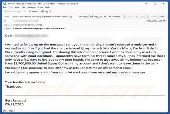 Donation To Someone With Good Intentions Email Estafa