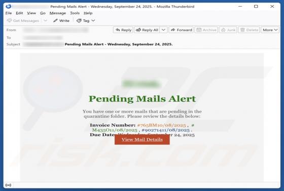 Pending Mails Alert Estafa