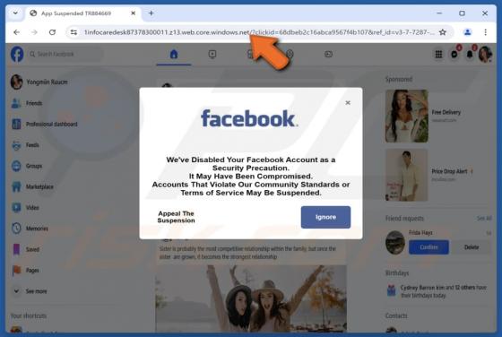 We've Disabled Your Facebook Account POP-UP Estafa