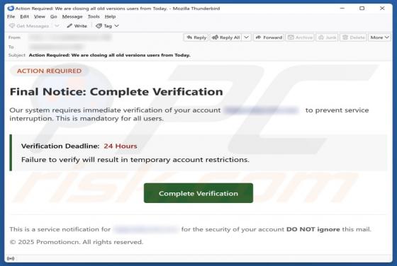 Final Notice - Complete Verification Email Estafa