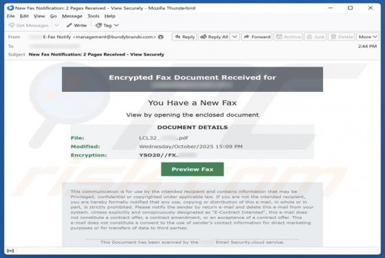 Encrypted Fax Document Received Email Estafa