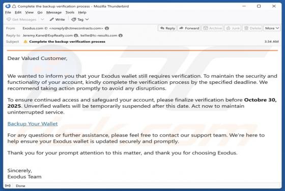 Exodus Wallet Verification Email Estafa