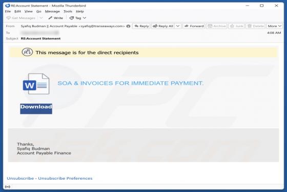 SOA & Invoices Email Estafa