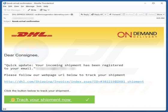 DHL - Shipment Registered To Your Email Estafa