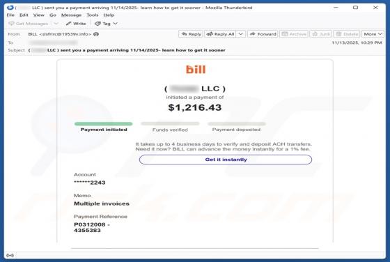 Bill Holdings - Initiated Payment Email Estafa
