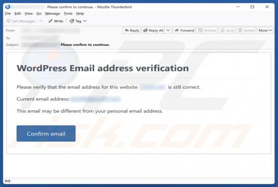 WordPress Email Address Verification Estafa