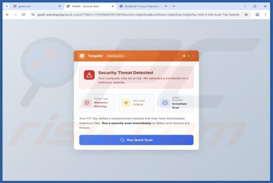 "TotalAV - Security Threat Detected" POP-UP Estafa