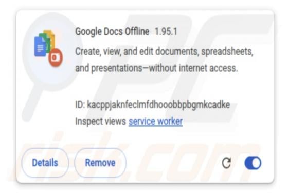 Extensión falsa de Google Docs Offline