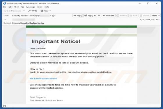Content Or Actions Conflict With Our Security Policy estafa por correo electrónico