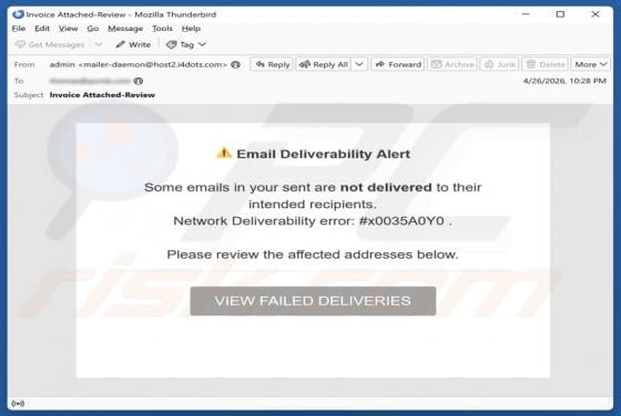 Email Deliverability Alert estafa