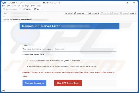 Domain SPF Server Error estafa por correo electrónico