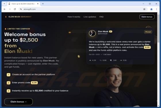 Elon Musk Giveaway estafa