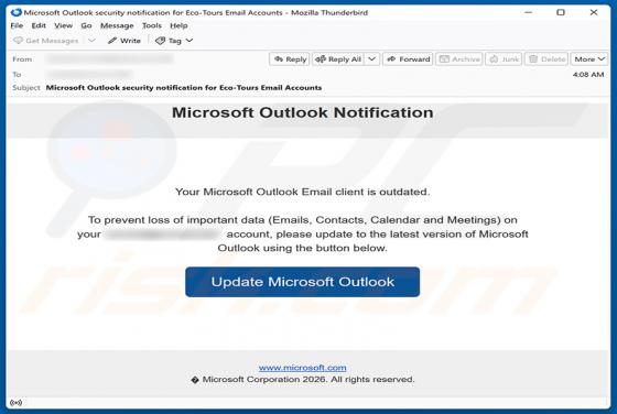 Your Microsoft Outlook Email Client Is Outdated estafa