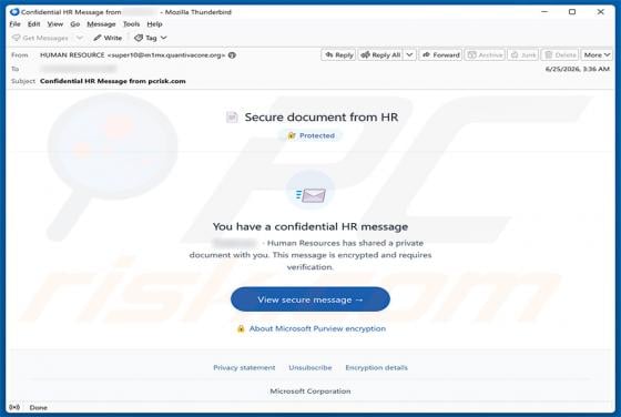 Secure Document From HR estafa por correo electrónico