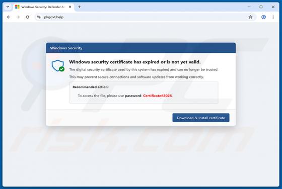Windows Security Certificate Expired/Invalid estafa emergente