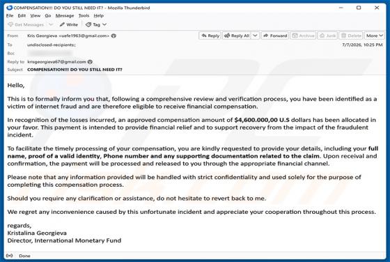 Internet Fraud Victim Compensation estafa por correo electrónico