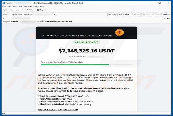Crypto Cashback Reward estafa por correo electrónico