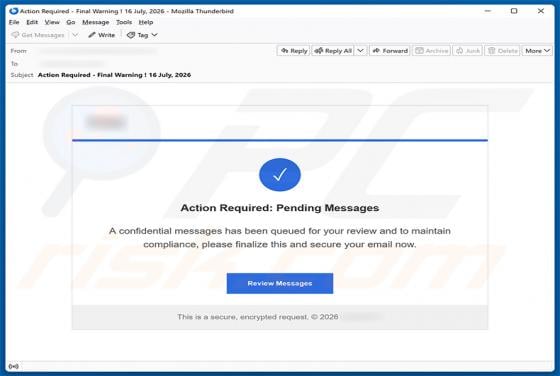 Confidential Messages Queued estafa por correo electrónico