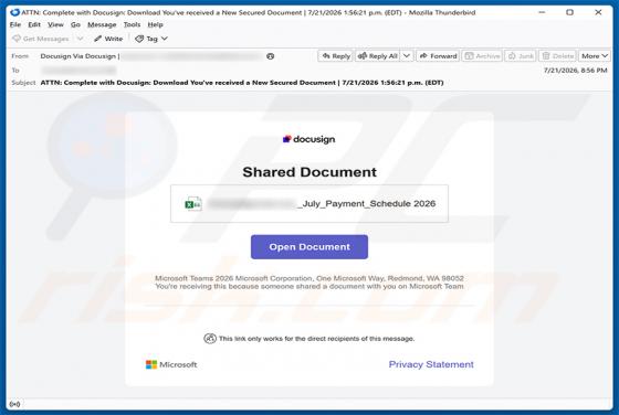 DocuSign - Shared Document virus por correo electrónico