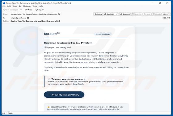 Tax Summary Email Virus