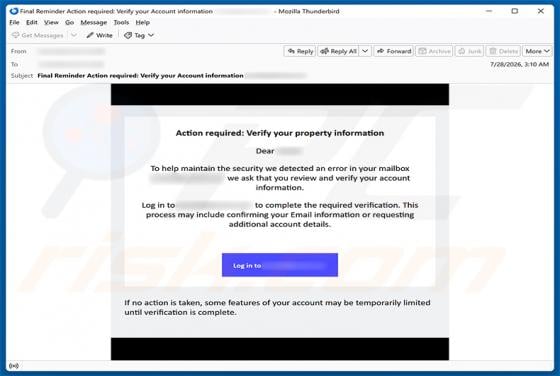 Verify Your Email Property Information estafa