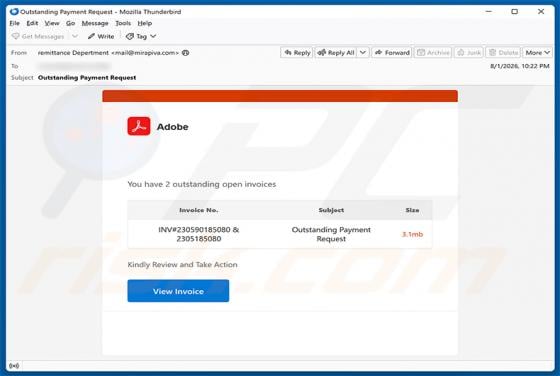 Adobe - Outstanding Invoices Email Virus