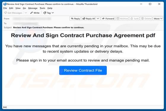 Review And Sign Contract Purchase Agreement estafa por correo electrónico