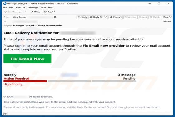 Email Delivery Notification estafa