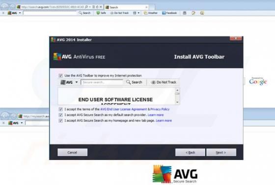 Redireccionamiento a AVG search