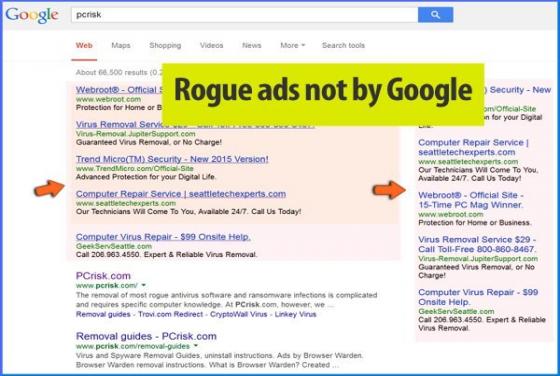 Anuncios sospechosos en los resultados de búsqueda de Google