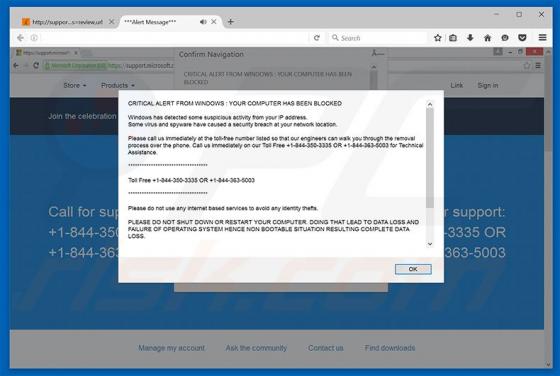 Estafa CRITICAL ALERT FROM WINDOWS