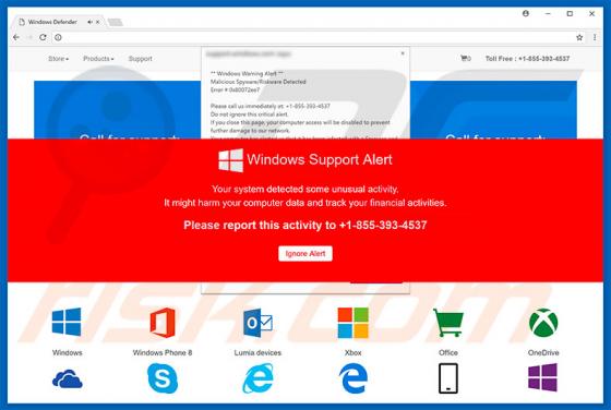 Estafa Windows Support Alert
